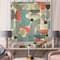 Designart - Retro Shapes With Abstract Suns and Moons II - Modern Print on Natural Pine Wood